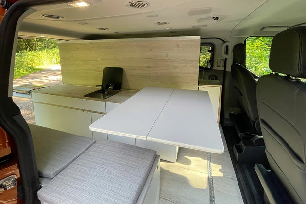 Camper module in the Ford Transit camper van